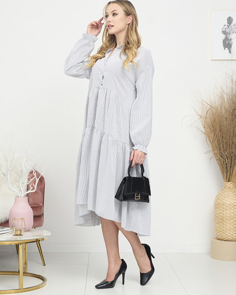 Сукня жіноча в смужку сірого кольору PLUS SIZE- Одяг