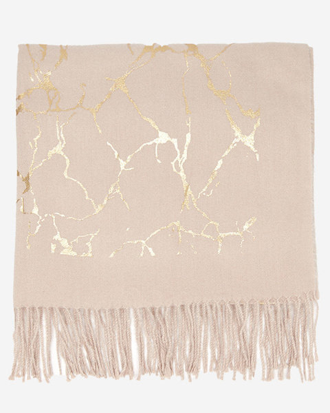 Світло-коричневий шарф із золотим принтом