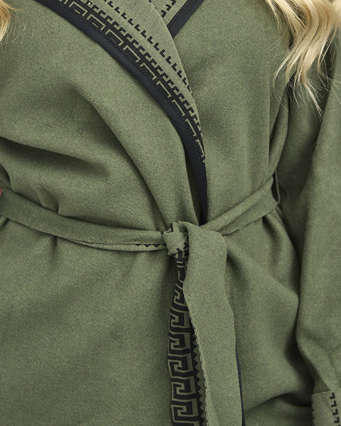 Темно-зелене жіноче покривало а-ля пальто з орнаментом - Одяг