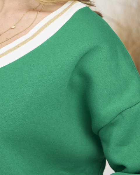 Жіноча утеплена кофта зеленого кольору - Одяг