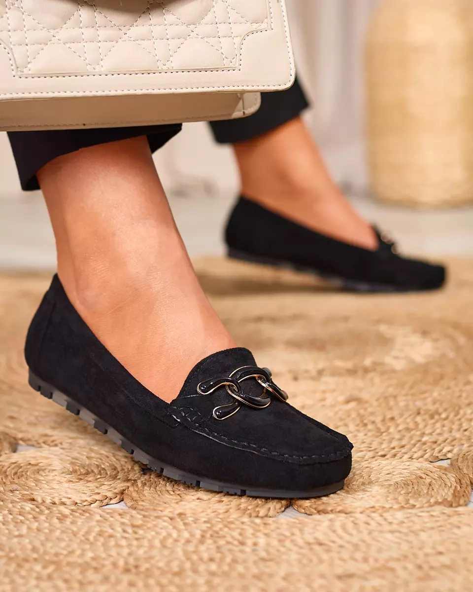 Жіночі чорні мокасини з ланцюжком Lertika - Взуття