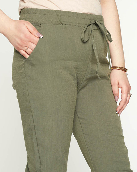 Жіночі джоггери з зеленої тканини PLUS SIZE - Одяг