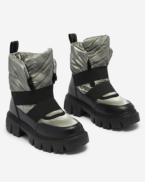 Жіночі снігоступи на плоскій підошві чорно-сірого кольору Ferory- Footwear