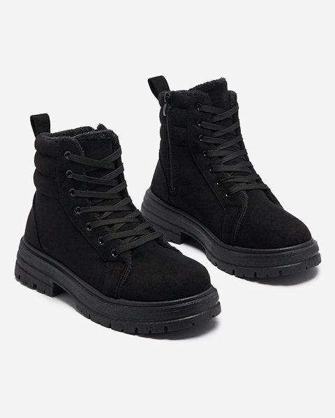 Жіночі утеплені черевики-трапери чорного кольору Tivica - Взуття