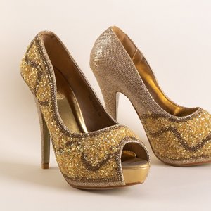 Золоті жіночі туфлі зі стразами Dagan